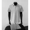 Camiseta Masculina de Manga Curta Marca Tendência Verão Vintage Americano Zíper Decorativo Cor Sólida Top