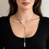 Collar Versátil en Forma de Y con Cuentas de Turquesa Bohemio Europeo para Mujer Colgante de Pluma Retro Personalizado Collar Largo