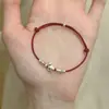 Pulseira de Prata Esterlina S925 com Fio Vermelho do Ano do Cavalo para Mulheres, Estilo de Luxo Leve de Nicho, Acessório Versátil para o Ano de Nascimento