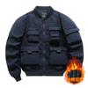 3350 Jaqueta Bomber Estilo Americano Retro Baseball Terno Multi-Bolso Jaqueta de Trabalho Jaqueta Funcional Carga Top