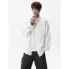Camisa Longa Tendência para Homens, Estilo Vintage, Corte Solto Minimalista, Jaqueta Casual para Casais para Primavera e Outono