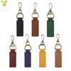 En stock Llavero Colgante de Cuero Metálico Bronce Anillo Plano Ancho de Cuero Llavero Cuadrado Colgador de Llave