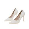 Salto Alto Salto Agulha Feminino 2025 Início da Primavera Novo Branco Profissional Design Nicho Elegante Senhora Sapatos Nude
