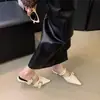 Mules de Tacón Grueso Cerrados para Uso en Exteriores, Novedad Primavera/Verano 2026 Retro Hebilla de Cinturón Zapato Negro Individual para Mujer