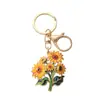 Bestseller transfronterizo realista llavero colgante de flor girasol de Van Gogh iris decoración creativa para mochila llavero