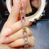 Venta al por mayor de fábrica Popular Pulsera de Turmalina Natural con Incrustaciones de Plata S925 Piedra Principal 4*6 Joyería de Lujo Venta Directa de Fábrica