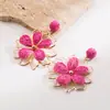 Brincos de flor de ráfia tecidos à mão da nova série de cores dopamina da Heming Jewelry para mulheres, brincos estilo férias de verão