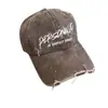 Gorra de Béisbol para Hombre Moda Primavera y Verano Estilo Desgastado Letra Lavada Vieja Visera Curva Gorra Estudiante Callejero Pareja Gorra de Visera Curva