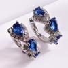Pendientes de circonita azul Klein, elegantes accesorios de celebridades europeas y americanas, hebilla retro para la oreja de revista e2306