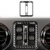 Adecuado para modelos Jeep Wrangler 11-17, juego completo de decoración interior de fibra de carbono para el logotipo del volante y el marco del interruptor del aire acondicionado