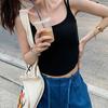Alta Calidad ~ Chaleco con Almohadilla para el Pecho de Banda Elástica Grande con Tirantes para Mujer Ropa Exterior Delgada y Versátil Color Puro Top de Moda con Tirantes Dobles