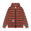 Sudadera de punto con capucha a rayas de bloques de color bordada estilo caricatura americana para hombre y mujer, nueva chaqueta casual holgada de otoño, estilo perezoso