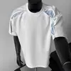 Camiseta de Manga Corta con Diseño de Patchwork Desestructurado a Rayas 2026 para Hombre, Estilo Delgado de Verano, Tacto de Algodón Mamba, Camiseta Fresca y Elegante de Corte Holgado