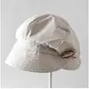 Boina Retro Simple de Trabajo Estilo Primavera con Visera Plegable para Mujer, Gorra de Periodista de Color Sólido Versátil y a la Moda, Tendencia