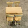 Casa de Bonecas Miniatura Modelo Mesa de Jantar e Conjunto de Cadeiras Escala 1/12 Mini Mesa e Cadeiras de Cozinha b Acessórios Casa de Bonecas