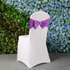 Cadeira elástica decoração das costas arco hotel casamento cadeira capa decoração cadeira livre volta flor cor laço atacado