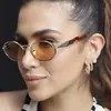 Nuevas Gafas de Sol Metálicas Ovaladas, Moda Transfronteriza Europea y Americana, Estilo Callejero Retro Personalizado, Gafas de Sol de Gama Alta para Mujer O