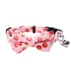 Fábrica directa de joyería para mascotas transfronteriza collar para gato con lazo impreso campana hebilla de seguridad collar para gato anti-asfixia
