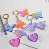 Molde de silicona de seis piezas para colgante de agujero, mono DIY de resina epoxi, amor, mariposa, llavero, colgante, molde de silicona al por mayor