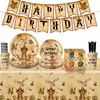 Nuevo Juego de Vajilla Desechable Temática de Harry Potter, Platos de Papel, Vasos de Papel, Banderín y Globos, Suministros para Decoración de Fiesta de Cumpleaños