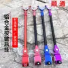 Suporte de vara de pesca telescópico universal multi-cor tipo botão de liga de alumínio, montado na traseira, para pesca de peixes grandes, com haste antiderrapante e absorvente de choque