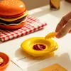 Plato Pequeño con Forma de Hamburguesa de Dibujos Animados Plato Cerámico Doméstico Vajilla Plato para Salsa Plato para Snacks Plato para Postre Plato para Condimentos