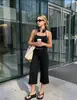 Conjunto de 2 piezas para mujer: top halter de yoga y fitness y pantalones de fitness de cintura alta con efecto levantamiento de glúteos de longitud 7/8, conjunto casual para estar en casa