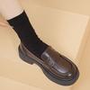 Mocasines de suela gruesa para mujer, novedad de primavera y otoño de 2024, zapatos de piel con tacón grueso, zapatos retro de una sola capa de estilo británico para mujer.