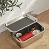 Bandeja de Té Bandeja de Drenaje Acero Inoxidable Hogareño Pequeña Almacenamiento de Drenaje Mesa de Té Tetera Kung Fu Bandeja de Burbuja Seca Juego de Doble Capa