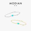 Modian Estilo Japonés y Coreano Plata de Ley S925 Imitación Turmalina Paraíba Pulsera para Mujer Moda Versátil Ins Pulsera de Cristal