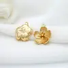 Colgante de margarita Zhongxing simple de cobre fundido con retención de color dorado de 14K, flor retro coreana hecha a mano, accesorios de joyería DIY
