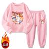 Traje de suéter de cuello redondo para niños y niñas otoño e invierno talla mediana y grande Moda infantil estilo deportivo dos piezas terciopelo de zorro plateado engrosado moda ropa infantil