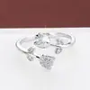 Anillo de Tulipan Fresco y Suave con Incrustaciones de Circonita, Anillo Ajustable para Mujer, Moderno y Sencillo, Exclusivamente para Ventas Transfronterizas, Venta Directa de Fábrica