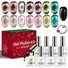 Set de 9 piezas de esmalte en gel ojo de gato vidrioso, esmalte de uñas negro, set de herramientas para nail art, nail art magnético, caja de regalo de Navidad, gel UV transfronterizo