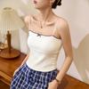 # Tencel Você Pode Usar Bom Material Zhen Qualidade# Camisola de Renda Feminino Verão Arco Spice Girl Top Curto