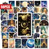 Compra directa transfronteriza de 50 pegatinas de fantasía de estrellas y lunas, decoración vintage de cielo estrellado soñador y planetas para agendas y fundas de teléfono