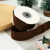 Fita de Veludo de Couro de Veado Coreana de 2,5cm com Borda Prensada Dupla Face, Cor Pura, Embalagem de Caixa de Presente para Chapéu de Flor, Fita de Flockagem de Tamanho Grande