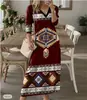 Vestido de Moda Femenina Primavera 2024 Amazon Transfronterizo Estampado de Manga Larga con Cuello en V