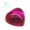 Lote 5A corindón rojo 5# liso plano en forma de corazón piedra desnuda sintética en forma de corazón arqueada lisa hemoglobina de paloma