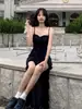 Nuevo Vestido Irregular de Encaje con Volantes Estilo Francés, Como de Hada, Puro Deseo, de Nicho, Ajustado para Mujer