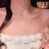 Colar Céu Estrelado de Pérolas Estilo Coreano para Mulheres, Corrente de Pescoço de Alta Qualidade com Acessórios de Pedra Olho de Gato, Corrente Clavícula de Luxo Leve Nicho, Corrente para Suéter