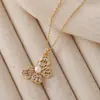 Collar de Acero Inoxidable Mariposa para Mujer Fabricante Mayorista Venta Directa Joyería Circonita Micro-Pavimentada Tendencia de Moda Accesorios de Estilo Versátil