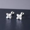 Parafusos de orelha de trevo de quatro folhas de prata esterlina 925 com zircônia para fixação de furos de orelha Brincos de pino de ébano Brincos distintos E0323