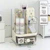 Caja de Almacenamiento de Tablero Perforado de Escritorio Organizador Giratorio de Joyería Organizador Multifuncional de Papelería para Estudiantes Cajón Plástico
