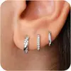 Pendientes de Zirconia con Forma de Gota Geométrica de Tres Piezas, Estilo Elegante, Latón Dorado Real Electrochapado, Superventas Transfronterizos Europeos y Americanos