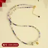 Pulseira e Colar de Cristal Fluorita Natural Três Círculos Estilo Uso Duplo Atacado, Corrente de Clavícula Estilo Menina Fresca Original da Moda