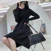 Vestido de Punto Base Nuevo Otoño e Invierno 2024 Estilo Francés Suéter Cálido Interior Falda para Mujer Dropshipping