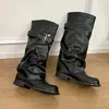 Botas Femininas Pretas de Salto Grosso High-End Botas Longas Estilo Outono 2026 Combinam Bem com Saias Botas para Calças Emagrecimento Aumento de Altura