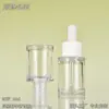 Botella gotero personalizada de 15 ml, transparente, de paredes gruesas, para esencia, con cabezal de plástico blanco exprimible, para líquido de exportación, boca de 20 dientes, botella de plástico vacía