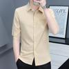 Camisas de Manga Curta Masculinas Nova Moda Verão 2024 Camisas Masculinas Estilo Coreano Slim Juventude Casual Tops Xadrez Masculinos